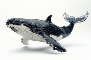 Fototapeta premium A Humpback Whale Swimming Gracefully In White Space
