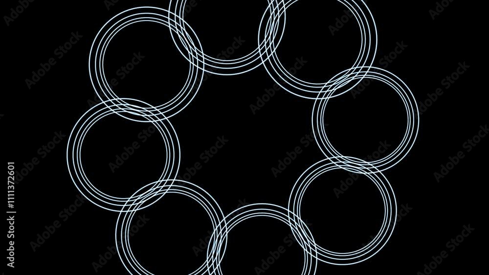 Poster fluid dynamics of glowing circular motifs in motion