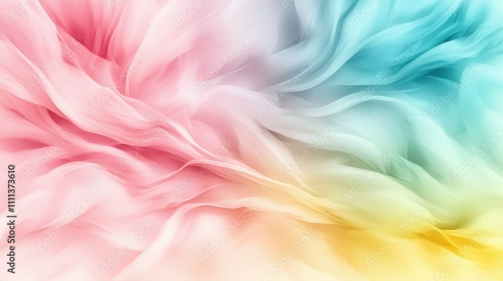 Poster Pastel gradient serenity blending pink and blue in abstract digital art for a relaxing artistic environment