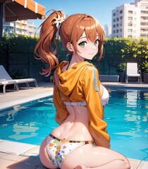 Obraz premium Pretty Cute Sexy Anime Girl Wallpaper, hot and cute anime girl , hot and sexy anime women . anime girl character design illustration ,Anime Girl Ai ,Generative AI