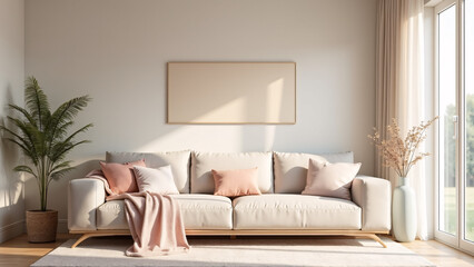 Minimalist Living Room Design with Pastel Color Palette