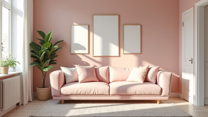Bright and Modern Living Room with Subtle Pastel Colors