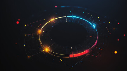 Obraz premium abstract, white, background, colorful, circle, lines, Abstract black background with Colorful geometric lines. Digital future technology . Abstract business connection of lines from nodes innovation o