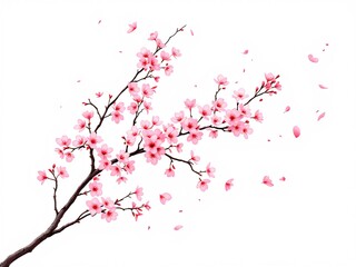 sakura tree branch bloom on white background, symbolizing Hanami1