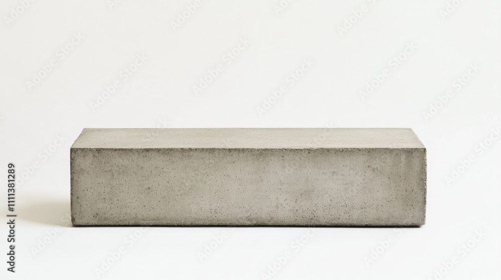 Poster a rectangular cement block placed on a white background, emphasizing its industrial texture and shap