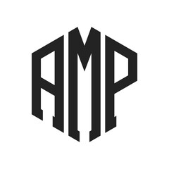 AMP Logo Design. Initial Letter AMP Monogram Logo using Hexagon shape