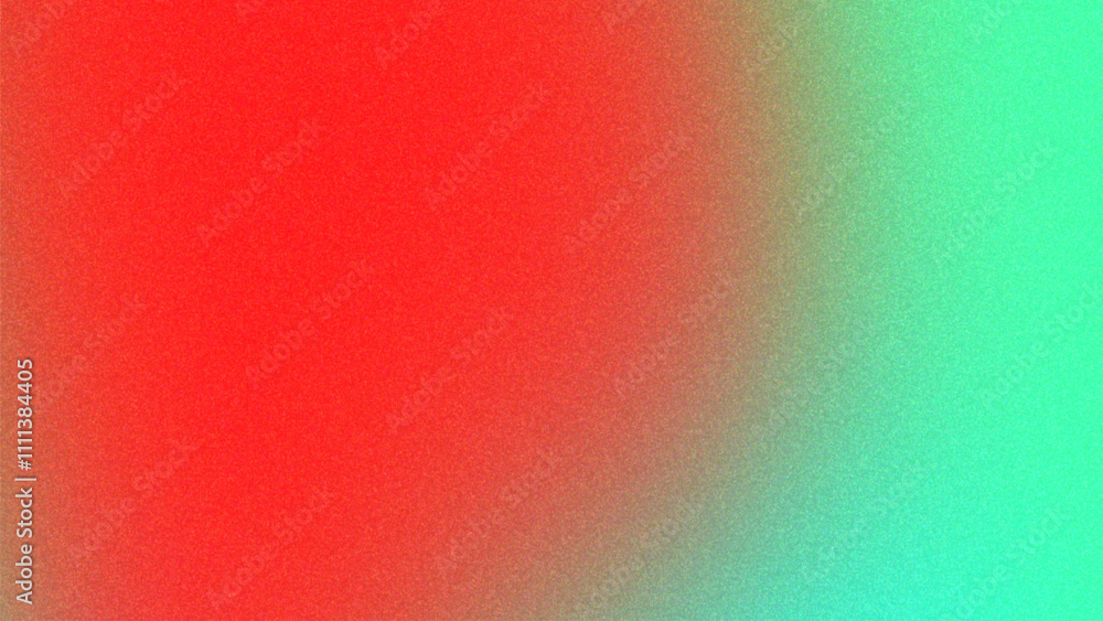 Poster a smooth transition of colors from red to green, creating an abstract grainy vibrant background.