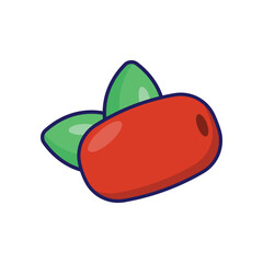 Jujube Fruits simple cartoon minimalist isolated white background