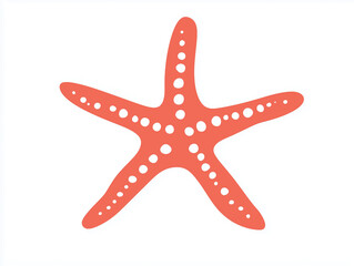 Silhouette of a starfish in coral color, designed in a clean and minimalistic cartoon style