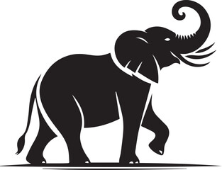 Calm elephant silhouette standing peacefully with one raised foot vector