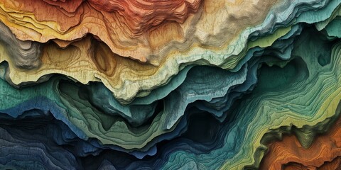 Obraz premium Abstract Topographic Map Colorful Terrain Layers Artistic Elevation Relief