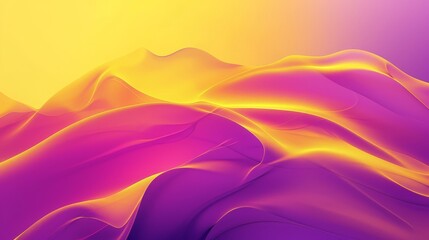 Fototapeta premium Smooth yellow and purple waves creating a vibrant and dynamic abstract background, ideal for wallpapers and digital art projects