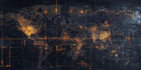 Global Network Map Digital World Connectivity Data Visualization Abstract Technology Background