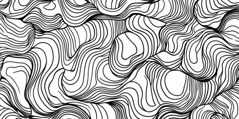 Fototapeta premium Abstract Black and White Swirl Line Pattern Seamless Design for Fabric Wallpaper