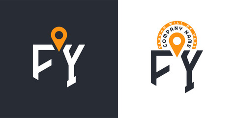 FY Location Logo Bundle. Letter FY Logo Dual Vector Icons for Recruitment and Navigation