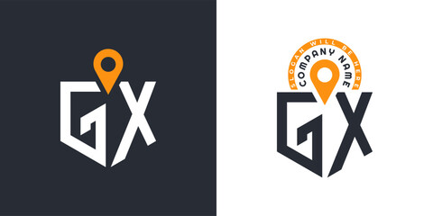 GX Location Logo Bundle. Letter GX Logo Dual Vector Icons for Recruitment and Navigation