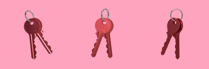 Red House Key Isolated 3D Illustration