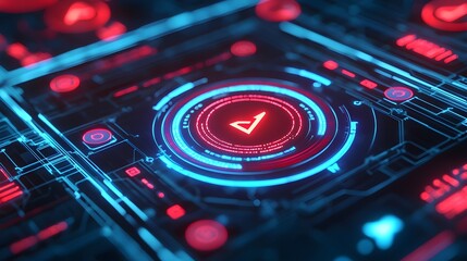 Obraz premium Futuristic Technology Interface HUD Red Blue
