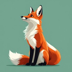 Obraz premium Sleek Fox with Fluffy Tail on Forest Green Background