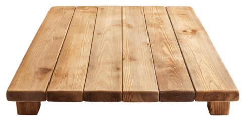 Wooden pallet crafted from natural timber, isolated on transparent background.