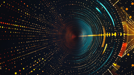 Obraz premium Abstract black background with Colorful geometric lines. Digital future technology . Abstract business connection of lines from nodes innovation of communication in the network.