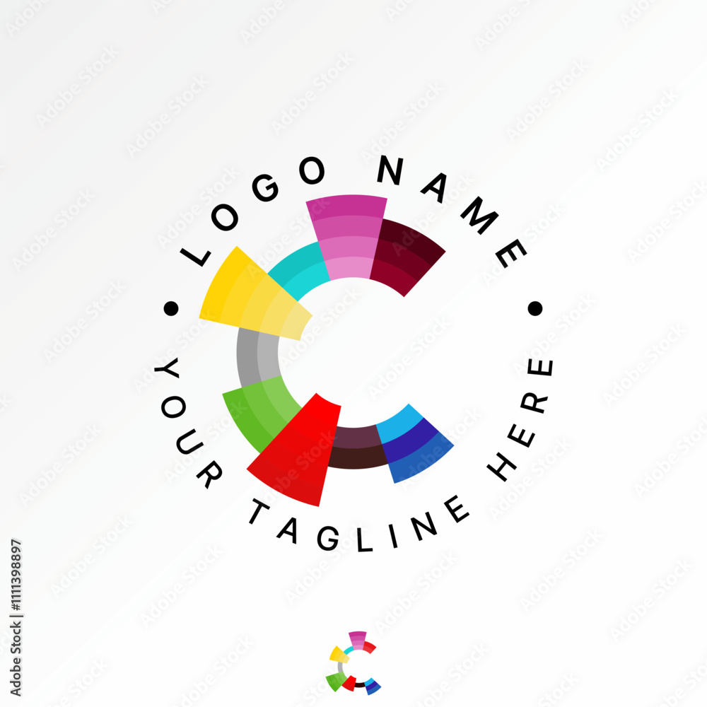 Aufkleber logo design graphic concept creative premium vector stock graphic initial c font pie chart graph cir