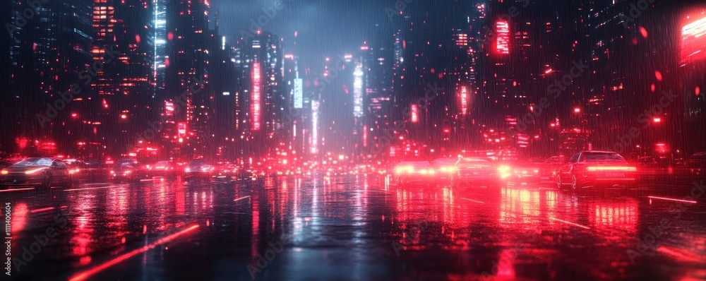 Aufkleber futuristic neon cityscape digital background with abstract data streams for technology and graphic d