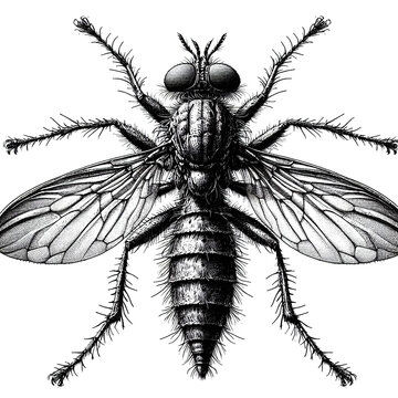 a sandfly sketch engraving. White background.