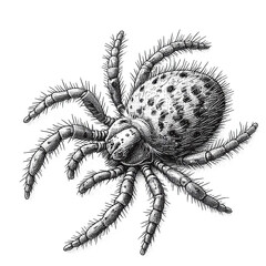 Obraz premium a spider mite sketch engraving. White background.