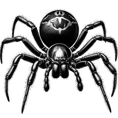 Obraz premium a black widow spider sketch engraving. White background.