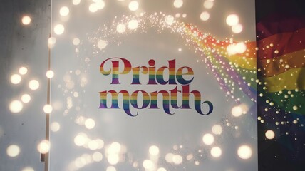 Naklejka premium Glitter and bokeh on the rainbow letters 