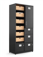File cabinet office archive storage with drawers for documents paper data  - ai