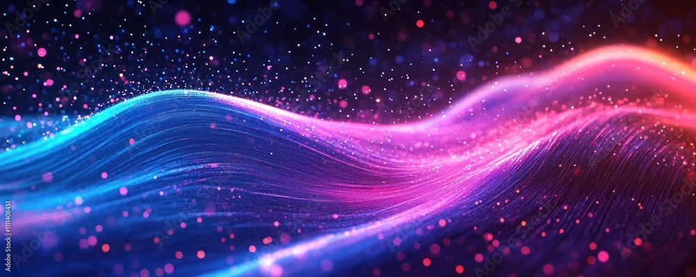 Poster futuristic abstract digital background with neon colors and flowing waves for technology and data vi