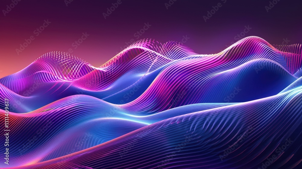 Poster digital light patterns forming an abstract wave background