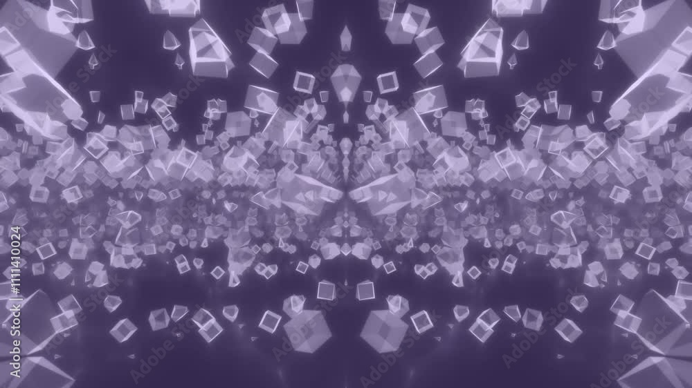 Poster harmonic geometric shapes reflecting in a grid pattern