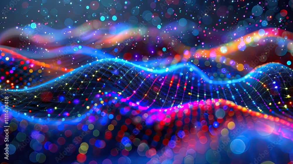 Aufkleber digital light patterns forming an abstract wave background