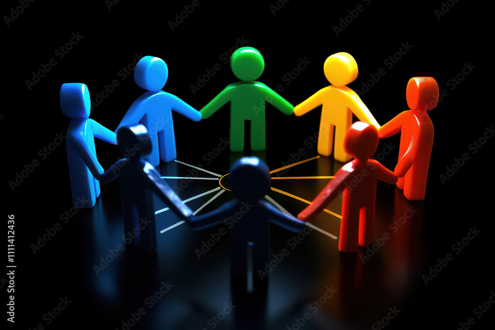 Poster social network connection of people with a large group on abstract background.