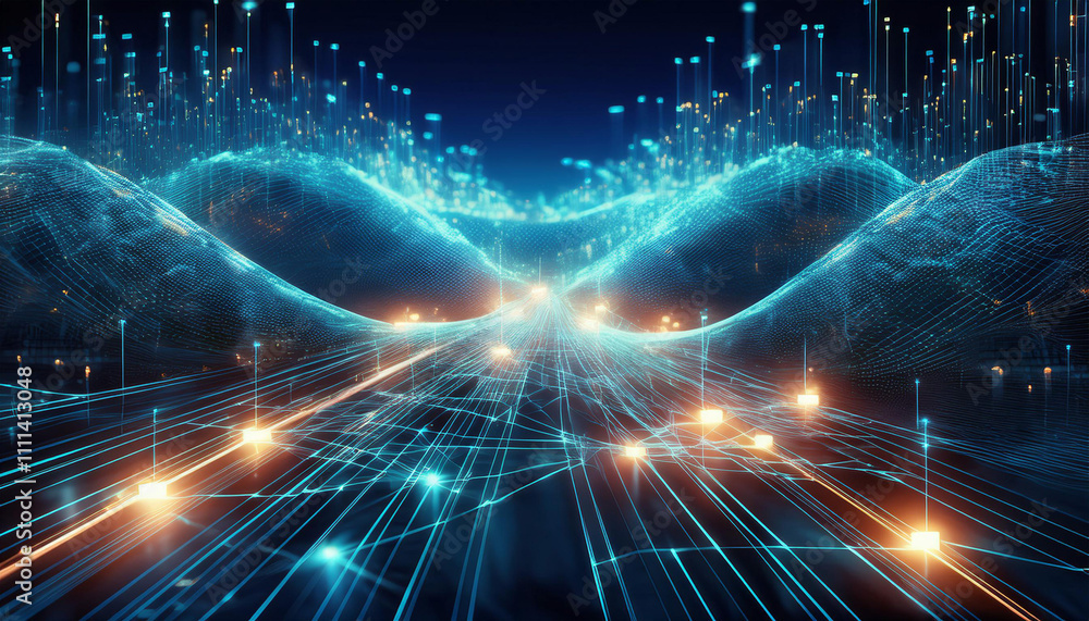 Poster abstract data background with artificial intelligence