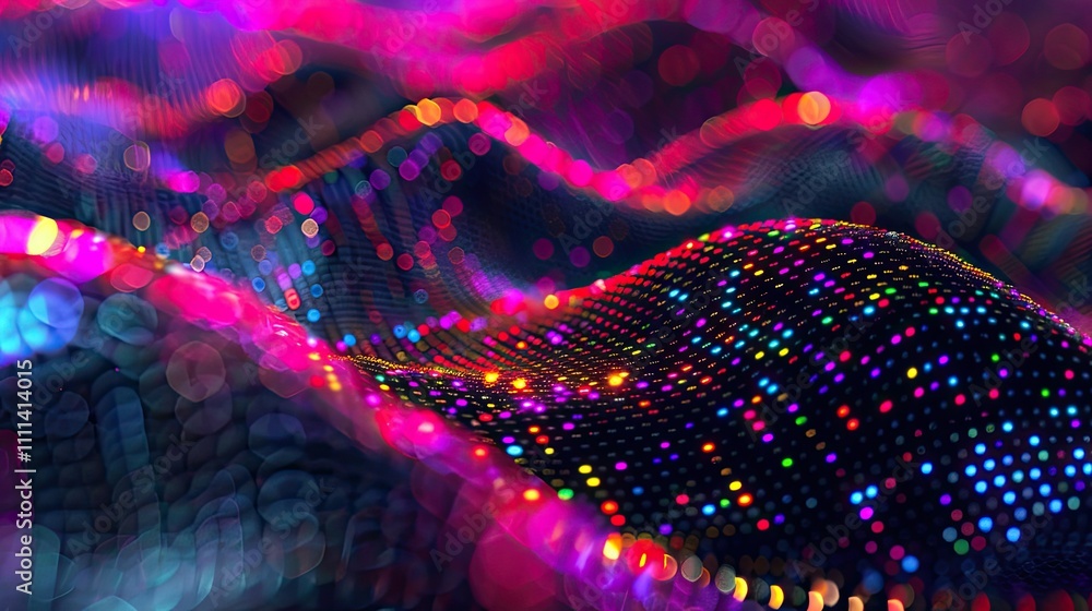 Poster digital wave patterns with a neon glow
