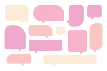Set valentine speech bubbles on white background. chat box or chat vector square and doodle message or communication icon Cloud speaking for comics and minimal message dialog