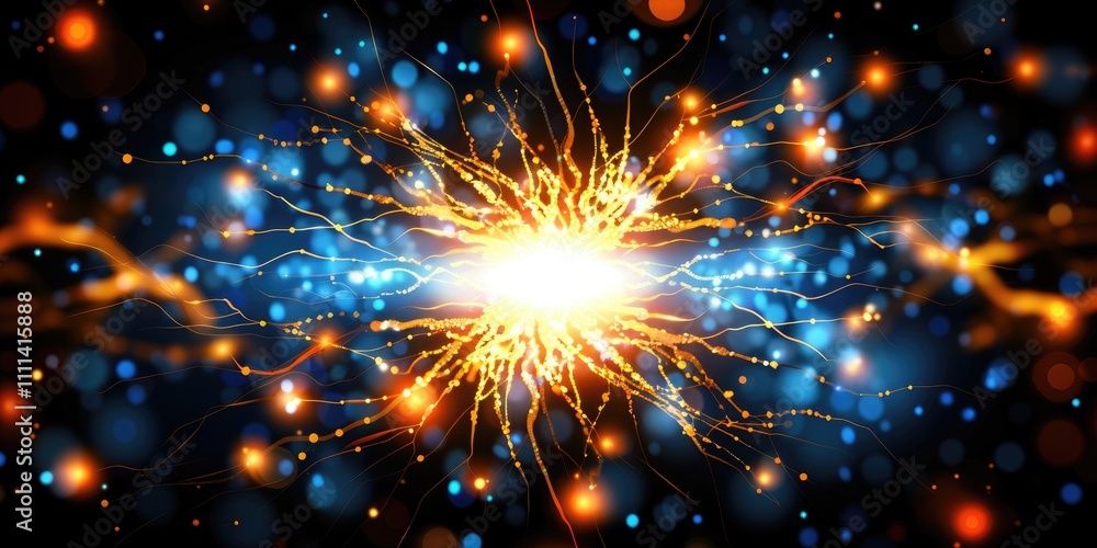 Poster a vibrant explosion of light and energy, showcasing dynamic colors and patterns against a dark backd