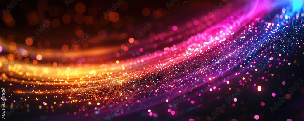 Poster a vibrant swirl of colorful light and sparkles set against a dark backdrop, creating a dynamic and e