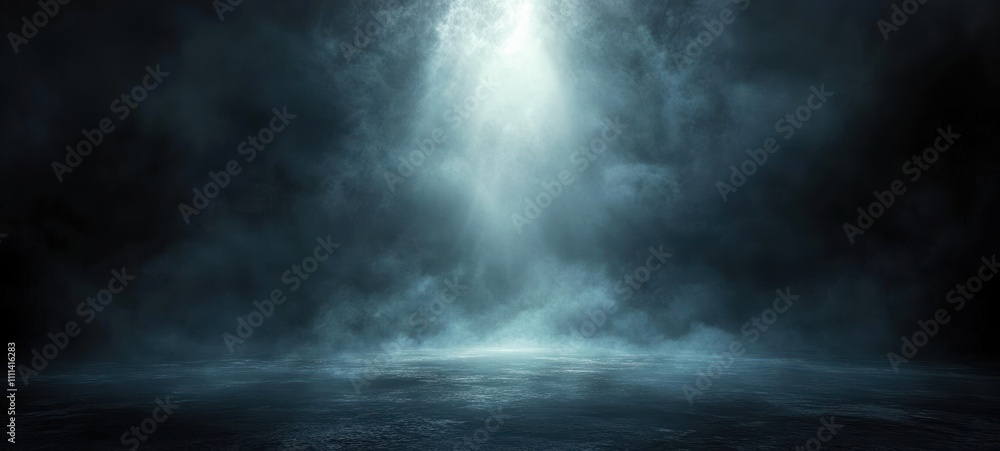 Poster dark abstract wall with soft lighting and smoke for studio display background