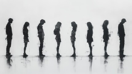 Silhouette of a Group of People Kneeling in Prayer