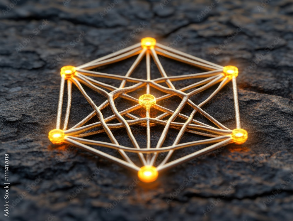 Aufkleber intricate geometric design featuring illuminated nodes on dark texture, perfect for representing tec