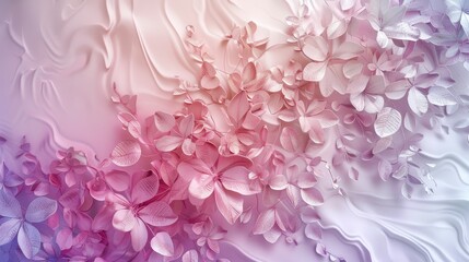 Pink and white leaves arranged on a textured background, creating a beautiful floral design with a gradient color scheme
