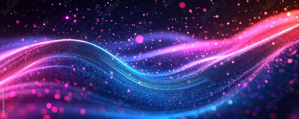 Poster vibrant neon digital wave abstract background for technology ai data graphics
