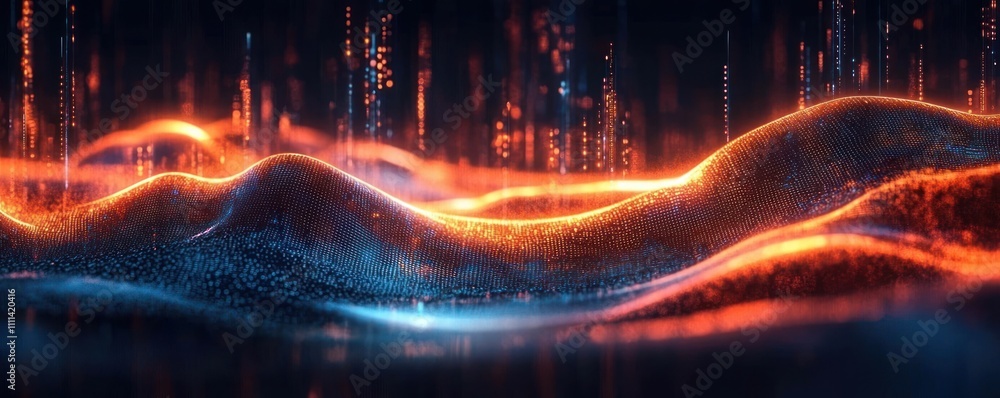 Aufkleber futuristic digital sound waves abstract background for technology applications ai data transfer cybe