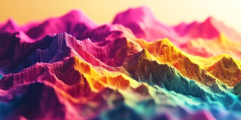 Vibrant Rainbow Terrain 3D Rendered Colorful Mountain Landscape