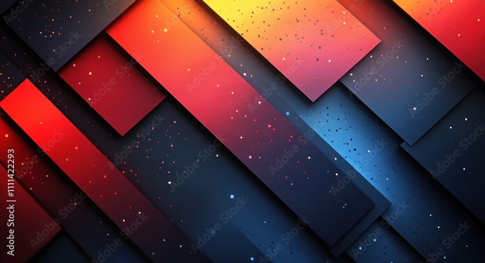 Poster blue dotted background pattern with red gradient stripes in corners